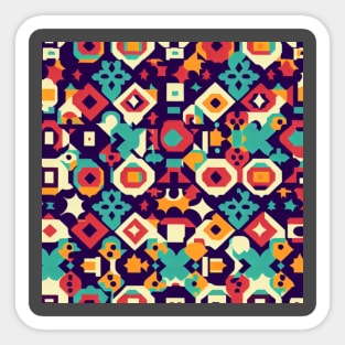 A retro-inspired pattern featuring bold colors and geometric shapes reminiscent of the 1970s. Sticker